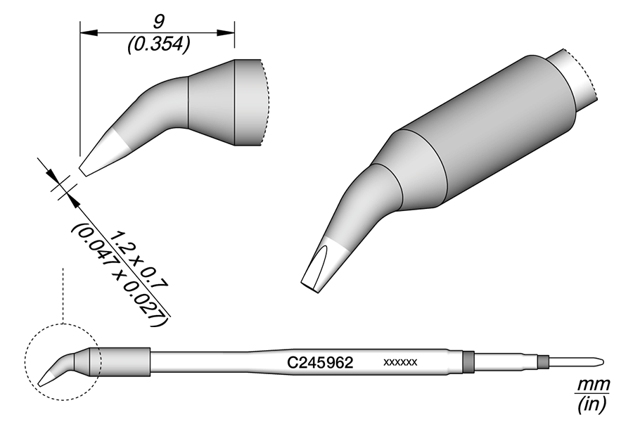 C245962 - Chisel Bent Cartridge 1.2 x 0.7